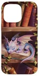 Coque pour iPhone 14 Pro Max Amateur de livres Cute Dragon Books Cottagecore Flower Bookworm