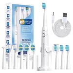 Seago Electric Toothbrushes for Adults, Rechargeable Toothbrush with 10 Heads and Toothbrush Holder, Fast Charge 4 Hours Last 30 Days, Toothbrush for Family, SG958(White)