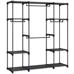 SONGMICS Armoire de Rangement, Penderie Pliable, Dressing, Armoire Métallique, avec Barres de Suspension, Porte-vêtements, pour Vestiaire, Chambre, 151 x 43 x 166 cm, Noir RYG036B02