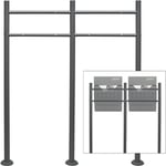 Wiltec - Support pour 2 boîtes aux lettres, 850 x 90 x 1200 mm, anthracite, poteau mailbox, piquet pour boîte à lettres sur pied