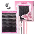 Fadlash Kit Extension Cils 0.07 D Cornée 12-18mm 100D Faux Cils Cluster Cils Kit Individuels DIY de Cils Avec Bond And Seal,Dissolvant pour Colle Cils,Pince A Epiler Faux Cils Réutilisables