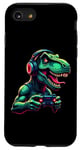 Coque pour iPhone SE (2020) / 7 / 8 Gaming Dinosaurs- Le T-rex joue aux jeux vidéo