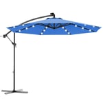 Parasol 3 M Déporté Excentré Avec 24 Led Lampe Solaire Fait En Polyester Imperméable Hauteur 245 Cm 8 Baleines En Fer Bleu Helloshop26 20_0000065