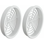 2x Grille d'aération ronde avec cache perforé en plastique avec bord de recouvrement à encastrer Ventilation Cache Protection Plafond Mur Rosette,