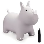 INPODAK Animal Hopper, Bouncy Horse, Jumping Horse for Kids, Toddler Animal Ride On Toy, Space Hopper Gifts for Boys Girls Indoors Outdoors Grey Rhinocero