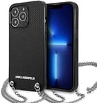 Karl Lagerfeld Cuir texturé et chaîne - Coque iPhone 13 Pro (Noir)