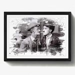 Arty Pie Framed Print Black A2 (24.5x18 Inch) Ben Turpin and Charlie Chaplin V3, Wood, Multi-Colour, 60 x 42 x 2 cm