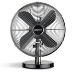 Schallen Gunmetal Black Electric Sturdy Metal 12" 3 Speed Tilt Oscillating Worktop Desk Table Fan