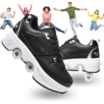 Deformation Multifunction Double Row Adjustable Four-wheel Roller Skates Automatic Walking Roller Shoes Adult Children's Unisex Hiking Shoes