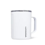 Corkcicle Origins Travel Coffee Mug - Triple Insulated Stainless Steel Cup with Handle for Tea, Hot Chocolate, Coffees, & More - Spill Proof, Reusable, Dishwasher Safe - Gloss White, 475ml/16oz