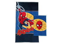 Spiderman Marvel Lot de 2 Serviettes de Bain en éponge, Serviette de Bain, Serviette de Visage, Serviette de Bidet, Bleu, Coton, 100%, Lot de 2 pièces, Produit Officiel