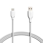 Amazon Basics Câble de charge rapide USB-C vers USB-A 2.0, Vitesse de 60 Mo/s, Certifié USB-IF, Pour Apple iPhone 15, iPad, Samsung Galaxy, tablettes, ordinateurs portables, 1.8 m, Blanc