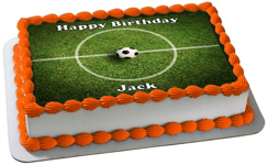 FOOTBALL PITCH A4 PREMIUM EDIBLE ICING SOCCER BALL CAKE TOPPER DECORATION D9