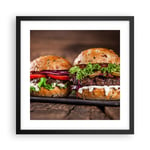 Affiche Poster 40x40cm Tableaux Image Américain hamburger nourriture barbecue