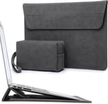 13,3-14 Pouces Housse Pour Ordinateur Portable Avec Stand Réglable Pour Macbook Pro 14 M3 M2 M1 2024-2021, 13,8-13,5 Surface Laptop 7-1, Macbook Air 13 2017-2010, Avec Pochette, Gris Sidéral