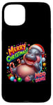 Coque pour iPhone 15 Plus Adorable bébé hippopotame Moo Deng Merry Christmas Cheer