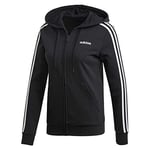 adidas Women Essentials 3-Stripes Full Zip Hoodie - Black/White, X-Small