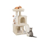 Yaheetech - Arbre à Chat avec Griffoir et Poteaux en Sisal Centre d'activités 2 Niches 1 Boule de Peluche et 1 Platforme 49 x 45,5 x 91 cm Beige