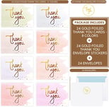 Gold Thank You Cards 24 Packs A5 Postcards Notes with Envelopes Kids Adults NHS