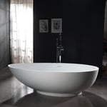 BERNSTEIN - Baignoire îlot ovale design en fonte minérale pour salle de bain, isolation thermique - Blanc mat - VIGO - Dimensions et options au choix