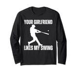 Your Girlfriend Likes My Swing Youth kids Funny Baseball Boy Long Sleeve T-Shirt