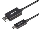 Amazon Basics Premium Aluminum USB-C (Source) to HDMI (Display) Cable Adapter (Thunderbolt 3 Compatible) 4K@60Hz, 0.9 m, Black