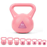 Phoenix Fitness Vinyl Kettlebell - Heavy Weight Kettle Bell for Home Gym Workout Equipment Strength Fitness Pilates Weight Training - Pink 16kg