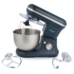 Salter Marino Baking Stand Mixer - 6 Speed Kitchen Mixer With Pulse, 5L Stainless Steel Mixing Bowl, Removable Splash Guard, Whisk, Dough and Beater Attachment, 1200W, Blue/Grey