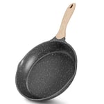 JEETEE Poêle 32 Cm, Poele Induction Avec Revêtement En Granit Suisse, Poêle À Frire Antiadhésive Avec Poignée Résistante À La Chaleur, Convient Pour Toutes Les Cuisinières, Sans Pfoa, Gris