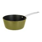 Sitram 715703 Casserole Aluminium Recyclé Ø 20 cm H 8,5 cm colori Vert Metallisé Revêtement intérieur anti-adhésif sans PFOA - Manche en Inox Riveté - Tous feux dont induction