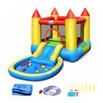 Aire de Jeux Gonflable Enfants avec Toboggan,Aquatique-Aire de Saut-Piscine à Boules Charge 68KG Souffleur Non-inclus - Costway