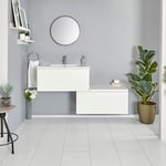 Meuble salle de bain suspendu - Avec plan vasque encastré - 140 cm - Blanc - Newington