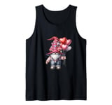 Valentines Gnome Dad With Heart Balloons For Valentines Day Tank Top