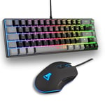 The G-Lab - Combo Hydrogen - Pack Clavier Souris Gamer, Clavier Gamer 65% Filaire, Rétroéclairage RGB, azerty, Format Compact + Souris Gaming RGB, 6 Boutons, 6400 DPI - PC/PS4/PS5 – Noir/Gris