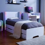 X Rocker Electra Gaming Bed Frame with Underbed Storage Drawers and LED Lights White