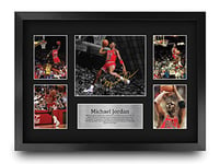 HWC Trading FR A3 Michael Jordan Chicago Bulls Cadeaux imprimés photo autographe signée pour les fans de basket-ball - A3 Encadré