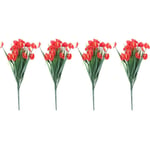 4 Bouquets De Faux Fleurs Artificielles Plantes Faux Anthurium Plantes Arbustes En Plastique Buissons Interieur Exterieur Jardiniere a Suspendre
