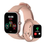 Abyx FIT Ozone 3 - Montre Connectée 1.6", 280x420 px, Standby 20 Jours, Bluetooth 5.0, Accéléromètre 3 Axes, IP68 Étanche, Cardio, Analyse du Sommeil, Musique, Compatible Android iOS, Rose Poudré