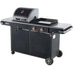 Barbecue Bi-Energy M 2 Feux BRASERO - Barbecue Charbon et Plancha Gaz 48 x 42 cm, 7,2 kW, Noir 178,5 x 58 x 115 cm