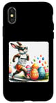 Coque pour iPhone X/XS Lapin Running Marathon On Festive Egg Path. Lapin Pâques