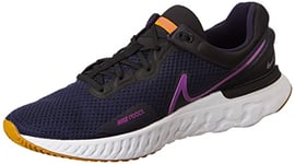 Nike Men's React Miler 3 Sneaker, Blackened Blue/Vivid Purple-Black-White, 11.5 UK