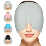 ACWOO Migraine Relief Cap, Reusable Cold Hot Therapy Migraine and Headache Relief Cap, Single-Sided Gel Ice Hot Head Wrap for Chronic Migraine, Tension Headache, Sinus Stress, Puffy Eyes (Grey)