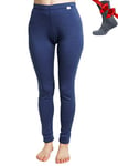 Merino.tech Laine Merinos Pantalon Femme - Respirante Merino sous Vetement Merinos Femme, 100% Mérinos Legging Laine Femme Mi-Lourd + Chaussettes en Laine mérinos (Medium, Windsor Blue 250)