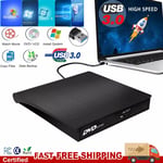 Slim External USB 3.0 DVD CD  Writer Drive Burner Reader Player For Laptop PC