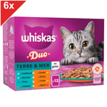 WHISKAS Duo 72 Sachets fraîcheur en gelée 4 variétés pour chat 85g (6x12)