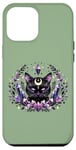 iPhone 14 Pro Max Sage Green Cat Cute Black Cat Goth Witchy Cat Witch Cat Moon Case