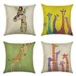 Giraffe Elk Deer Animal Double-sided Print Cushion Covers Cotton Linen Pillow Case for Home Chair Sofa Bed Car