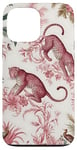 iPhone 13 Pro Max French Pink Toile Chinoiserie with Flowers, Leopards Case