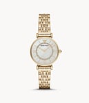 EMPORIO ARMANI WOMENS WATCH YELLOW GOLD STRAP & WHITE DIAL GENUINE AR1907 NEW