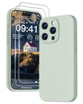 GOODVISH 3 in 1 Case for iPhone 15 Pro Max Case, [2 Screen Protector] Full Body Covered Anti-Scratch 4 Layer Shockproof Structure Soft Microfiber Lining Phone Case 6.7 inch, Light Green